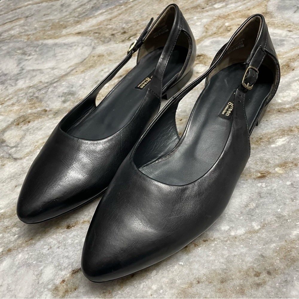 Paul Green Black Soft Leather Maurine Ballerina Flat Sandal Women’s 6